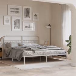 vidaXL Metal Headboard Bedroom Home Bed Header Bed Headboard White 193 cm - white, 180 cm - Additional view 2