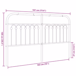 vidaXL Metal Headboard Bedroom Home Bed Header Bed Headboard White 193 cm - white, 180 cm - Additional view 5