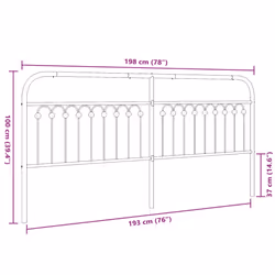 vidaXL Metal Headboard Bedroom Home Bed Header Bed Headboard White 193 cm - white, 193 cm - Additional view 5