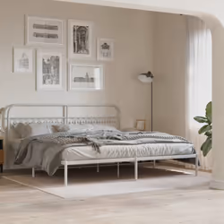 vidaXL Metal Headboard Bedroom Home Bed Header Bed Headboard White 193 cm - white, 200 cm - Additional view 2