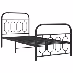 vidaXL Metal Bed Frame with Headboard and Footboard Bed Base Black 120x200 cm - black, 80 x 200 cm/ with headboard & footboard - Additional view 2