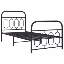 vidaXL Metal Bed Frame with Headboard and Footboard Bed Base Black 120x200 cm - black, 90 x 200 cm/ with headboard & footboard - Additional view 2