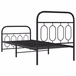 vidaXL Metal Bed Frame with Headboard and Footboard Bed Base Black 120x200 cm - black, 90 x 200 cm/ with headboard & footboard - Additional view 5