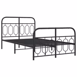 vidaXL Metal Bed Frame with Headboard and Footboard Bed Base Black 120x200 cm - black, 120 x 190 cm/ with headboard & footboard - Additional view 2