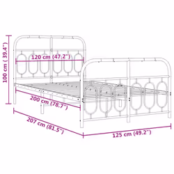 vidaXL Metal Bed Frame with Headboard and Footboard Bed Base Black 120x200 cm - black, 120 x 200 cm/ with headboard & footboard - Additional view 7