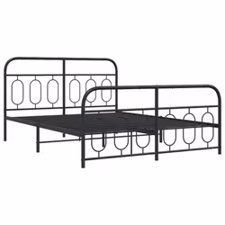 vidaXL Metal Bed Frame with Headboard and Footboard Bed Base Black 120x200 cm - black, 140 x 190 cm/ with headboard & footboard - Additional view 2