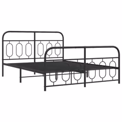 vidaXL Metal Bed Frame with Headboard and Footboard Bed Base Black 120x200 cm - black, 150 x 200 cm/ with headboard & footboard - Additional view 2
