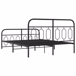 vidaXL Metal Bed Frame with Headboard and Footboard Bed Base Black 120x200 cm - black, 150 x 200 cm/ with headboard & footboard - Additional view 5