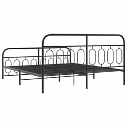 vidaXL Metal Bed Frame with Headboard and Footboard Bed Base Black 120x200 cm - black, 183 x 213 cm/ with headboard & footboard - Additional view 5