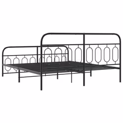 vidaXL Metal Bed Frame with Headboard and Footboard Bed Base Black 120x200 cm - black, 193 x 203 cm/ with headboard & footboard - Additional view 5