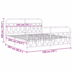 vidaXL Metal Bed Frame with Headboard and Footboard Bed Base Black 120x200 cm - black, 193 x 203 cm/ with headboard & footboard - Additional view 7