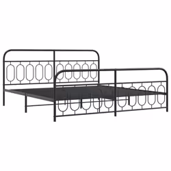 vidaXL Metal Bed Frame with Headboard and Footboard Bed Base Black 120x200 cm - black, 200 x 200 cm/ with headboard & footboard - Additional view 2