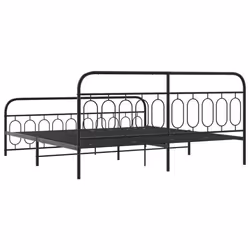 vidaXL Metal Bed Frame with Headboard and Footboard Bed Base Black 120x200 cm - black, 200 x 200 cm/ with headboard & footboard - Additional view 5