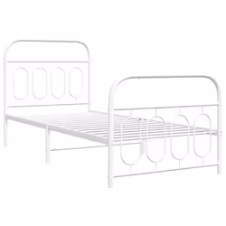 vidaXL Metal Bed Frame with Headboard and Footboard Bed Base Black 120x200 cm - white, 80 x 200 cm/ with headboard & footboard - Additional view 2