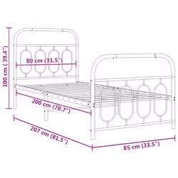 vidaXL Metal Bed Frame with Headboard and Footboard Bed Base Black 120x200 cm - white, 80 x 200 cm/ with headboard & footboard - Additional view 3