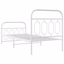 vidaXL Metal Bed Frame with Headboard and Footboard Bed Base Black 120x200 cm - white, 80 x 200 cm/ with headboard & footboard - Additional view 5