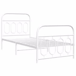 vidaXL Metal Bed Frame with Headboard and Footboard Bed Base Black 120x200 cm - white, 90 x 190 cm/ with headboard & footboard - Additional view 2