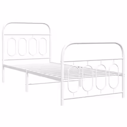 vidaXL Metal Bed Frame with Headboard and Footboard Bed Base Black 120x200 cm - white, 90 x 200 cm/ with headboard & footboard - Additional view 2