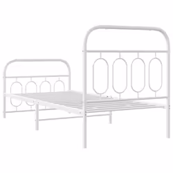 vidaXL Metal Bed Frame with Headboard and Footboard Bed Base Black 120x200 cm - white, 90 x 200 cm/ with headboard & footboard - Additional view 5