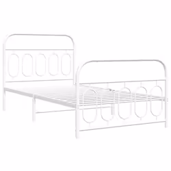 vidaXL Metal Bed Frame with Headboard and Footboard Bed Base Black 120x200 cm - white, 100 x 190 cm/ with headboard & footboard - Additional view 2