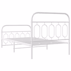 vidaXL Metal Bed Frame with Headboard and Footboard Bed Base Black 120x200 cm - white, 100 x 190 cm/ with headboard & footboard - Additional view 5
