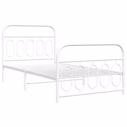 vidaXL Metal Bed Frame with Headboard and Footboard Bed Base Black 120x200 cm - white, 107 x 203 cm/ with headboard & footboard - Additional view 2