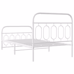 vidaXL Metal Bed Frame with Headboard and Footboard Bed Base Black 120x200 cm - white, 107 x 203 cm/ with headboard & footboard - Additional view 5