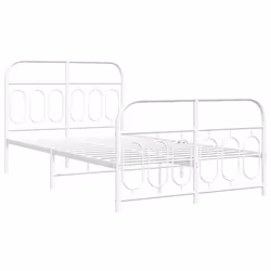 vidaXL Metal Bed Frame with Headboard and Footboard Bed Base Black 120x200 cm - white, 120 x 190 cm/ with headboard & footboard - Additional view 2