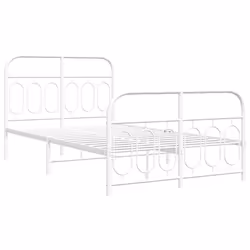 vidaXL Metal Bed Frame with Headboard and Footboard Bed Base Black 120x200 cm - white, 120 x 200 cm/ with headboard & footboard - Additional view 2