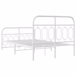 vidaXL Metal Bed Frame with Headboard and Footboard Bed Base Black 120x200 cm - white, 120 x 200 cm/ with headboard & footboard - Additional view 5