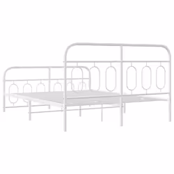 vidaXL Metal Bed Frame with Headboard and Footboard Bed Base Black 120x200 cm - white, 135 x 190 cm/ with headboard & footboard - Additional view 5
