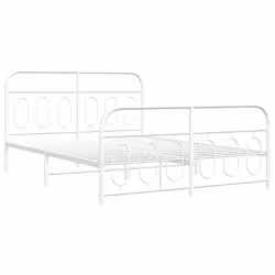 vidaXL Metal Bed Frame with Headboard and Footboard Bed Base Black 120x200 cm - white, 140 x 200 cm/ with headboard & footboard - Additional view 2