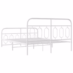 vidaXL Metal Bed Frame with Headboard and Footboard Bed Base Black 120x200 cm - white, 140 x 200 cm/ with headboard & footboard - Additional view 5