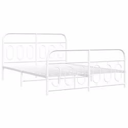 vidaXL Metal Bed Frame with Headboard and Footboard Bed Base Black 120x200 cm - white, 150 x 200 cm/ with headboard & footboard - Additional view 2