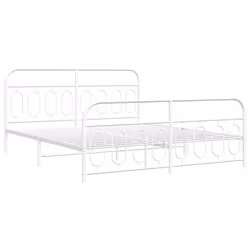 vidaXL Metal Bed Frame with Headboard and Footboard Bed Base Black 120x200 cm - white, 183 x 213 cm/ with headboard & footboard - Additional view 2