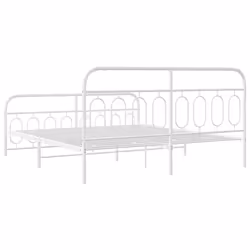 vidaXL Metal Bed Frame with Headboard and Footboard Bed Base Black 120x200 cm - white, 183 x 213 cm/ with headboard & footboard - Additional view 5