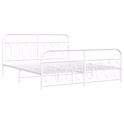 vidaXL Metal Bed Frame with Headboard and Footboard Bed Base Black 120x200 cm - white, 193 x 203 cm/ with headboard & footboard - Additional view 2