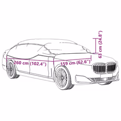 vidaXL Half Car Cover with Hooks Waterproof UV Protection Sedan Cover Silver M - Additional view 3
