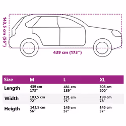 vidaXL Car Cover Weatherproof UV Protection Coverage Cover Nonwoven Fabric - 439 x 183.5 x 143.5 cm - Additional view 10