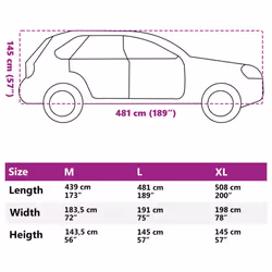 vidaXL Car Cover Weatherproof UV Protection Coverage Cover Nonwoven Fabric - 481 x 191 x 145 cm - Additional view 10