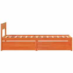 vidaXL Bed Frame with Drawers Bed Base Mattress Foundation Solid Wood Pine - wax brown, 90 x 200 cm - Additional view 4