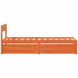 vidaXL Bed Frame with Drawers Bed Base Mattress Foundation Solid Wood Pine - wax brown, 90 x 190 cm - Additional view 4