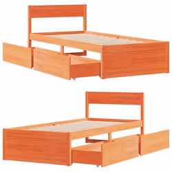 vidaXL Bed Frame with Drawers Bed Base Mattress Foundation Solid Wood Pine - wax brown, 90 x 190 cm - Additional view 6