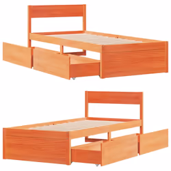 vidaXL Bed Frame with Drawers Bed Base Mattress Foundation Solid Wood Pine - wax brown, 75 x 190 cm - Additional view 6