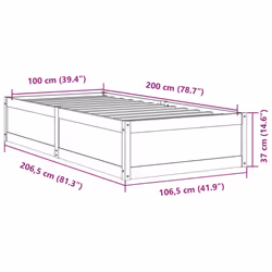 vidaXL Bed Frame Home Bed Base Bedstead Mattress Foundation Solid Wood Pine - White, 100 x 200 cm