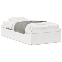 vidaXL Bed Frame Home Bed Base Bedstead Mattress Foundation Solid Wood Pine - white, 90 x 200 cm