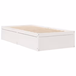 vidaXL Bed Frame Home Bed Base Bedstead Mattress Foundation Solid Wood Pine - white, 90 x 200 cm - Additional view 2