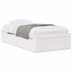 vidaXL Bed Frame Home Bed Base Bedstead Mattress Foundation Solid Wood Pine - white, 90 x 190 cm