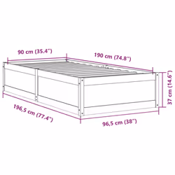 vidaXL Bed Frame Home Bed Base Bedstead Mattress Foundation Solid Wood Pine - white, 90 x 190 cm - Additional view 8