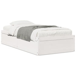 vidaXL Bed Frame Home Bed Base Bedstead Mattress Foundation Solid Wood Pine - white, 75 x 190 cm